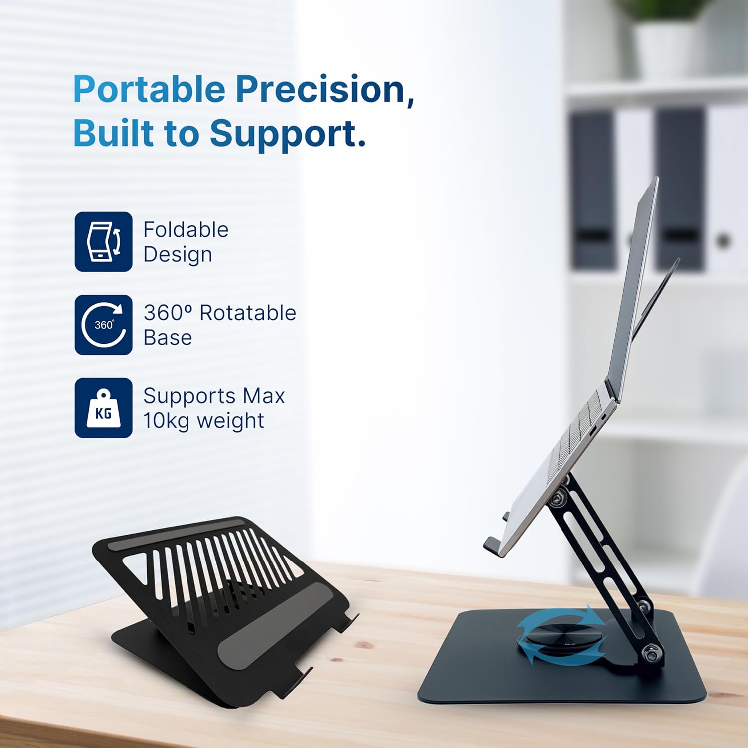 Geonix Trek T2 Foldable Laptop Stand with 360° Rotating Base | Multi-Angle & Height Adjustable Design | Improves Air Flow | Carbon Steel Build with Non-Slip Pads | Support Upto 17 inch (Black) 13 71fkwe7ZpjL. SL1500