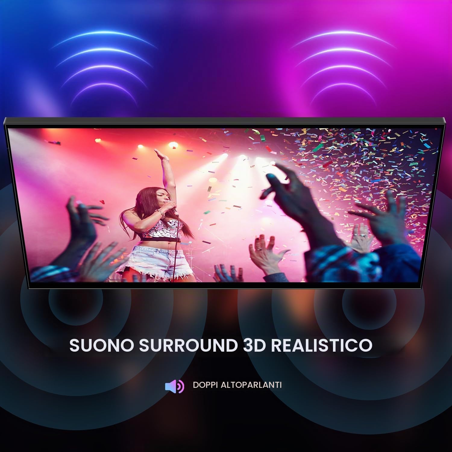 Monitor Touchscreen Portatile 18,5 pollici, HDR, 1080P con USB C Mini HDMI | VESA e Supporto Regolabile a 180°, Monitor Mobile per PC/Mac/Laptop/PS4/PS5/Xbox