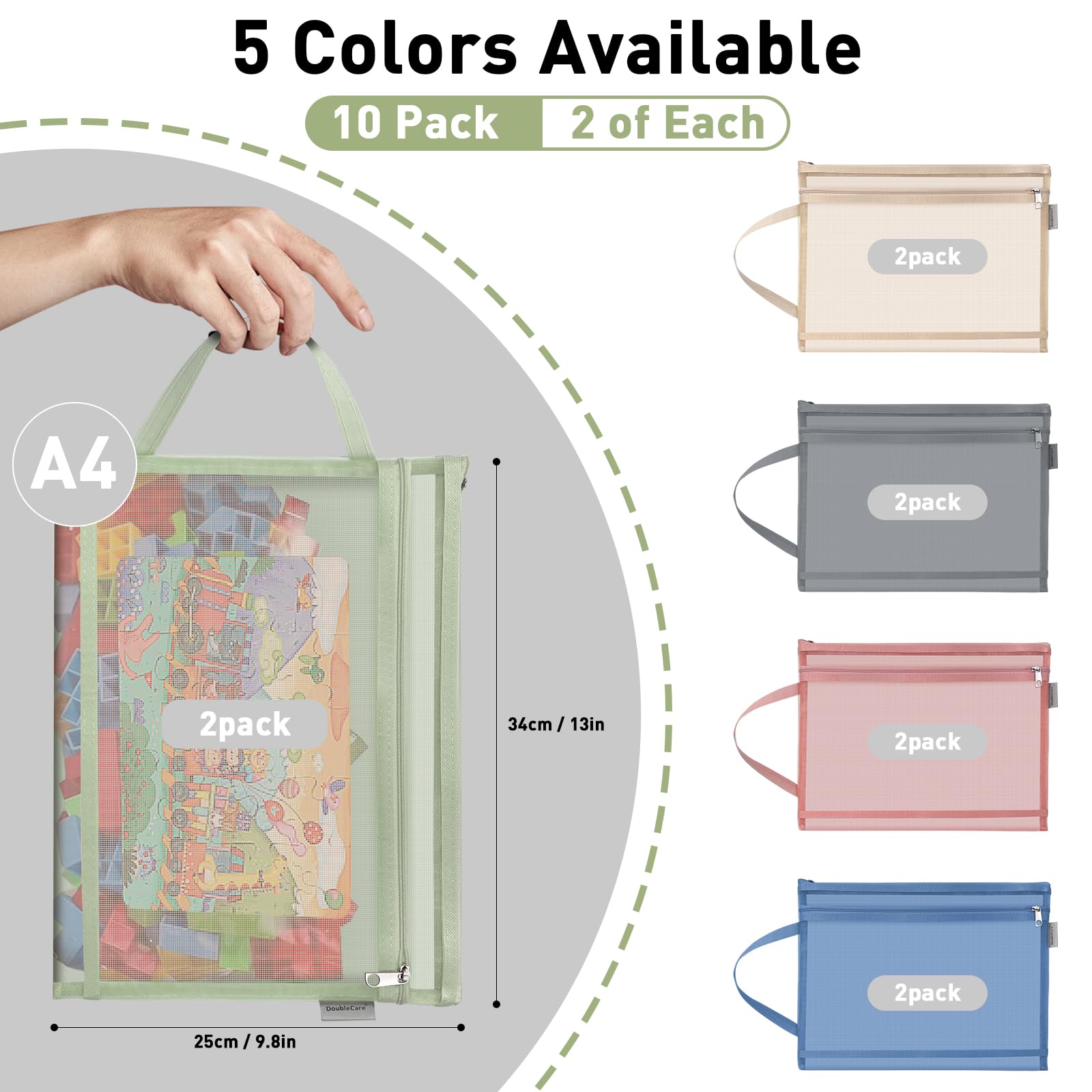 10 Pack Borse a rete colorate con zip, set di blocchi puzzle in nylon a doppio strato per archiviazione e organizzazione dei giocattoli, borsa a zip A4 con manico per giochi scolastici 10 Pack Borse a rete colorate con zip, set di blocchi puzzle in nylon a doppio strato per archiviazione e organizzazione dei giocattoli, borsa a zip A4 con manico per giochi scolastici