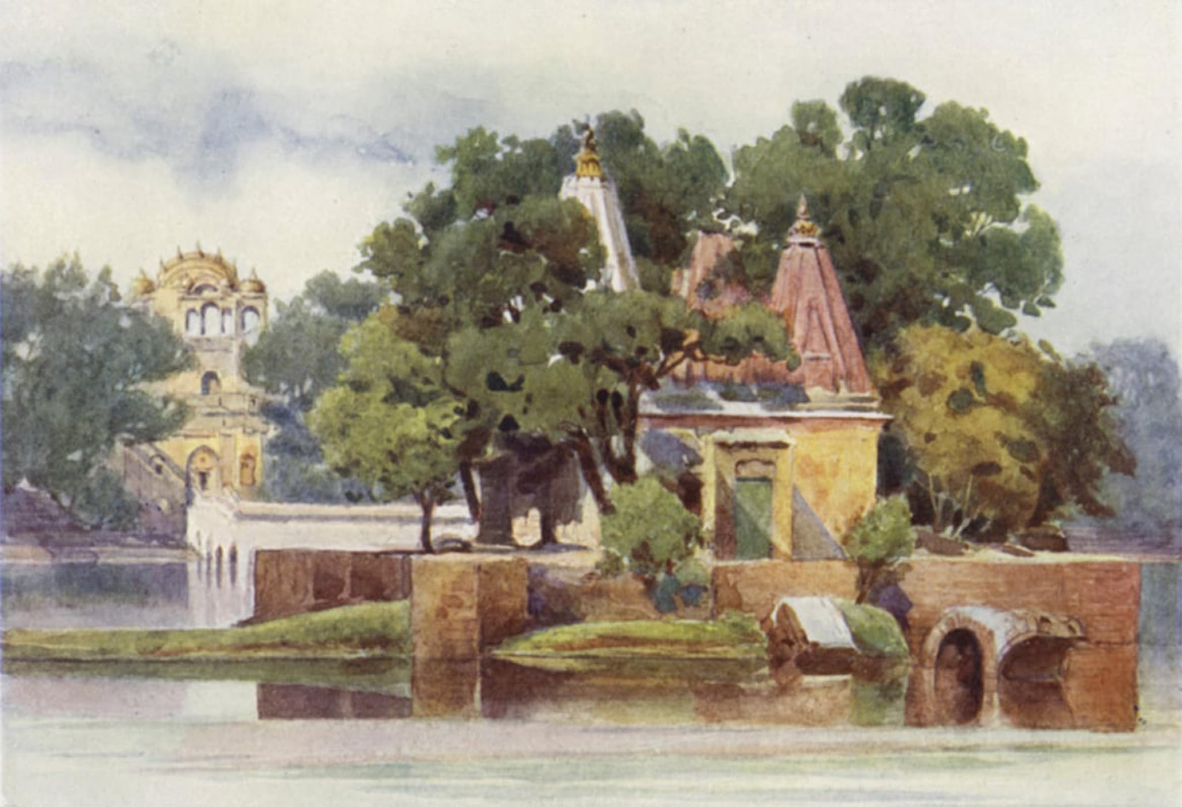 ARTXLXXBN Famous Painting Canvas Artwork Graffiti Print a Temple in the Tank At Thanesar by Alexander Henry Hallam Murray Portrait Canvas Image for Home Decor 60x90cm
