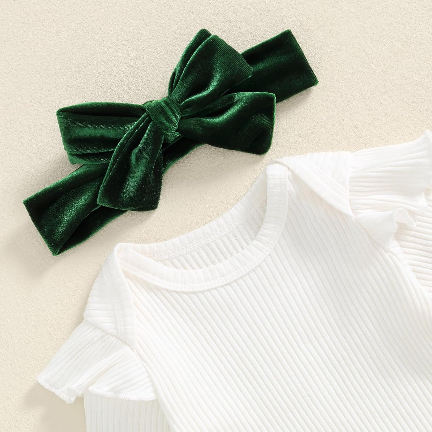 Thorn Tree Newborn Baby Girls Christmas Outfits Long Sleeve Onesie Romper+Velvet Suspender Skirts+Headband Clothes - Image 3