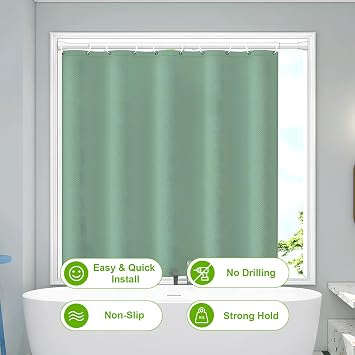 Shower Curtain Pole Extendable Curtain Poles 115-195 cm Tension Rods for Curtains Net Curtain Rods Shower Curtain Rod Extendable Telescopic Curtain Pole No Drilling Spring Rod for Windows,Bathroom