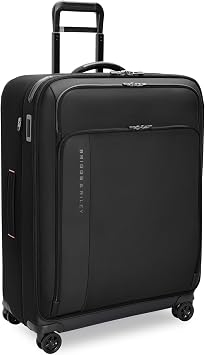 Briggs & Riley 74cm Large Expandable Spinner - Checked Luggage for Travel, Suitcases with Wheels, Softside Rolling Bag for Men & Women - ZDX Collection, Black