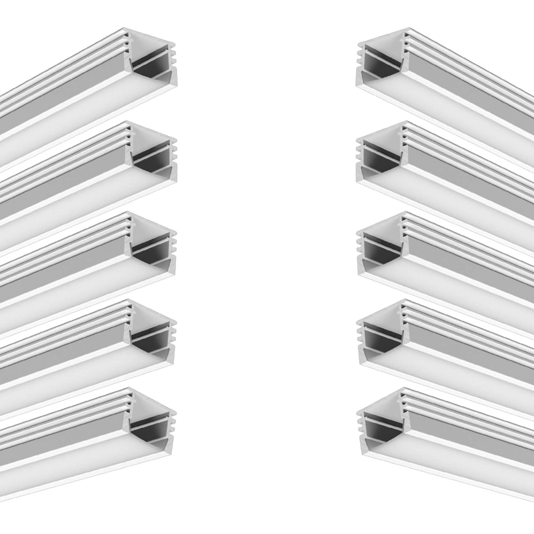 G.W.S® Surface Mounted LED Profile, 10-Pack Aluminium Channel for LED Strip Light, 2 Metres 17.5mmx12mm (006-M1712) — image 1
