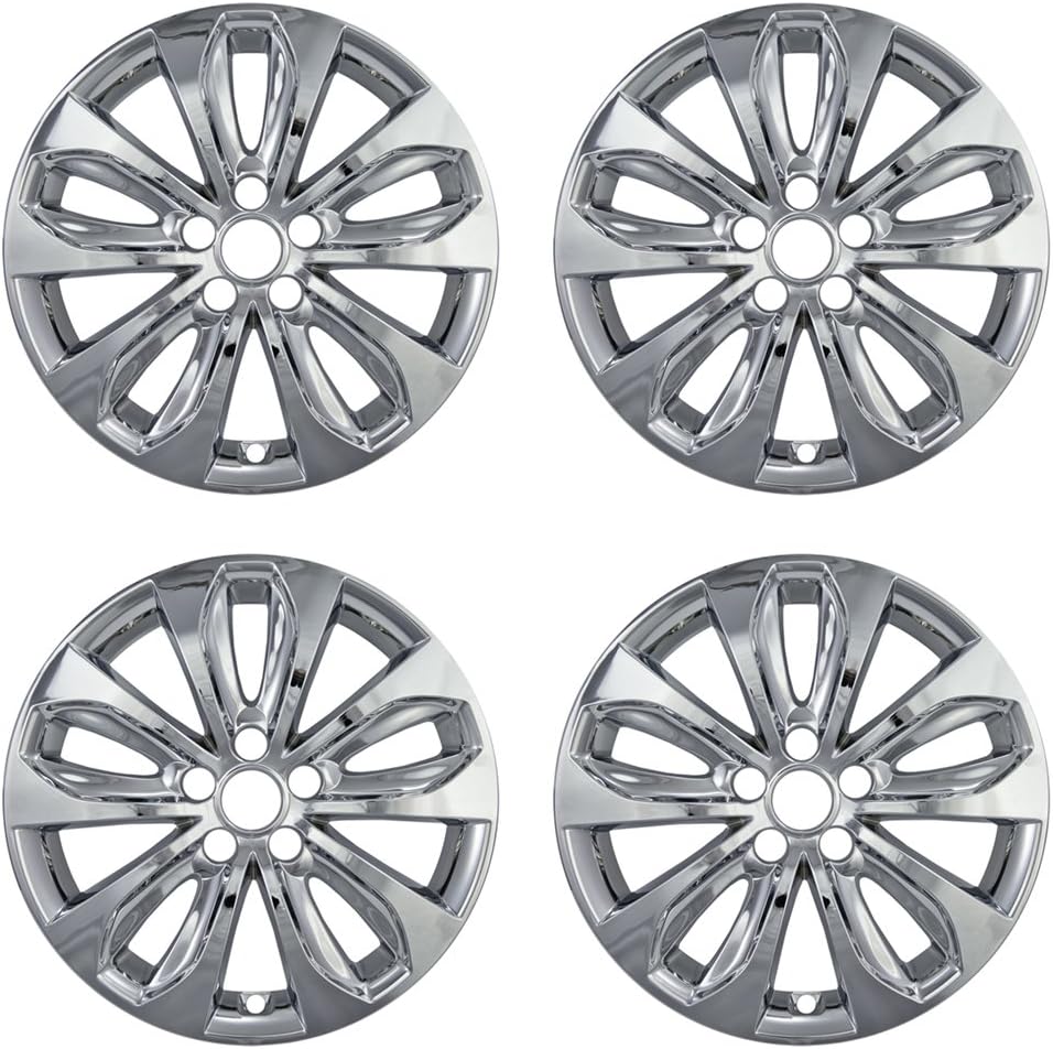 OxGord Set of 4 18 inch Chrome ABS Wheel Skins Impostors Wheel Covers Compatible with 2011-2013 Hyundai Sonata Wheels- Auto Tire Replacement Cap Cover