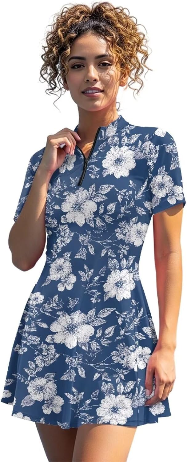 Golf Tennis Dresses for Women Athletic Dress with Shorts and Pockets 2 Piece Summer Golf Dress Quick Dry Clothes