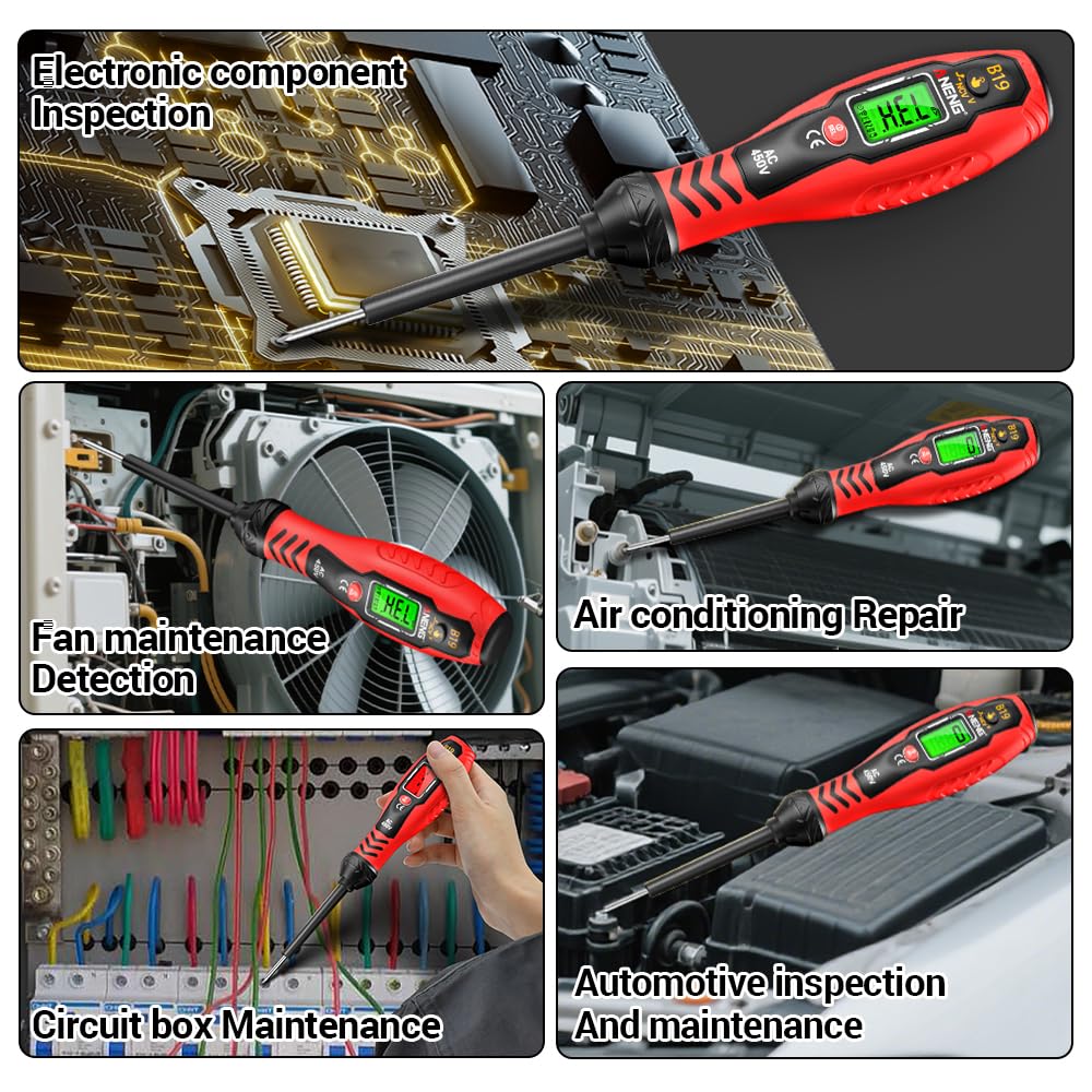ANENG Testeur de Tension Avec Tournevis,Outil de Test Électrique,détecteur de Tension Sans Contact,Double Plage CA 11V/30V-1000V,Écran LCD,Alarme Sonore,détecteur de Point D’arrêt