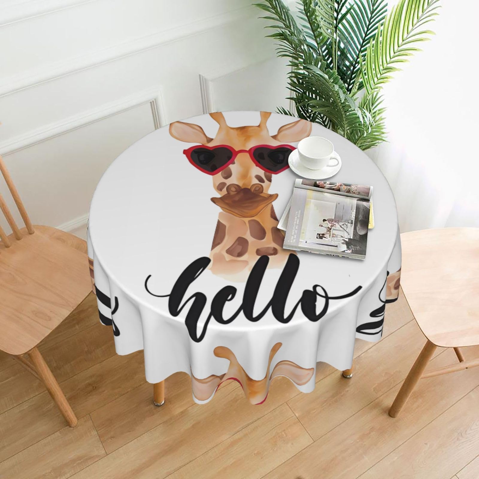 WHJSSF Giraffe Prints Round Decorative Tablecloth 60in - Elevate Your Dining Experience with a Stylish & Protective Table Throw