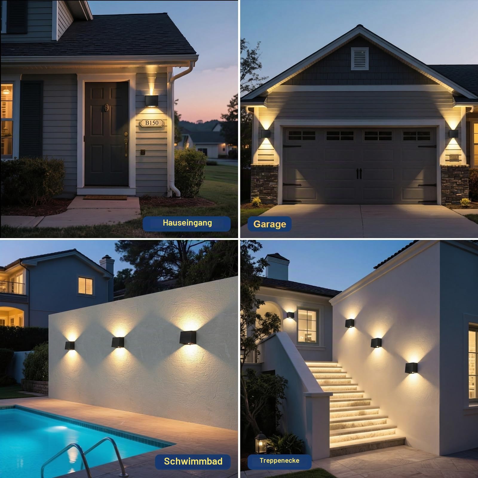 T-SUN Solar Wandleuchte Aussen mit Bewegungsmelder, 3000K Warmweiß, 4 Stück | IP65 Wasserdicht Solar Wandlampe,LED Solarlampen für Außen,3 Modi,Auf und ab Einstellbarer Lichtstrahl,für Garten Zaun Balkon