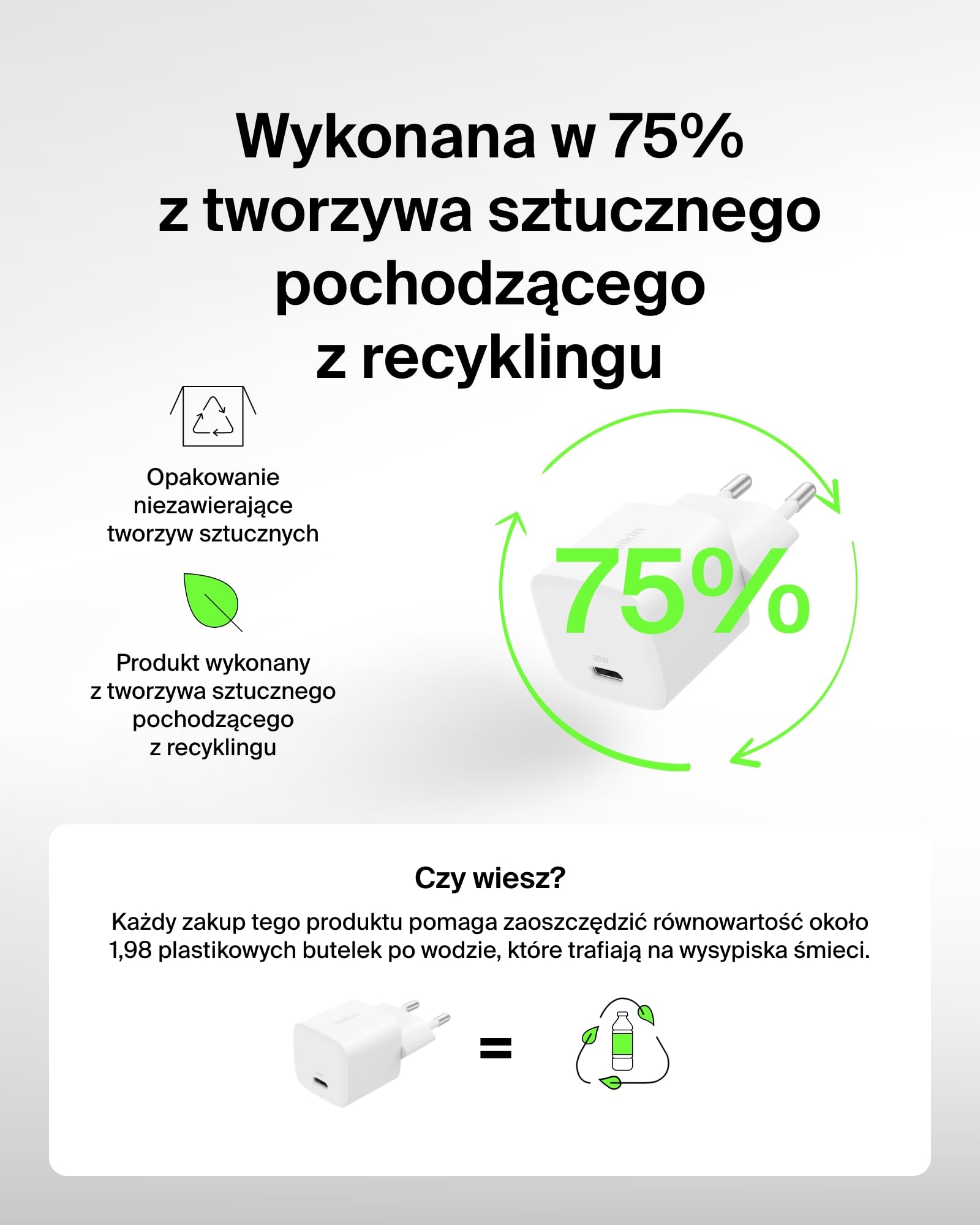 Belkin ładowarka sieciowa USB-C 25 W – szybkie ładowanie USB-C PD 3.0 z PPS dla urządzeń Apple iPhone 16, iPhone 15 Plus, Pro, Pro Max, iPad, Samsung Galaxy S25, Pixel 9, Nintendo Switch – biała