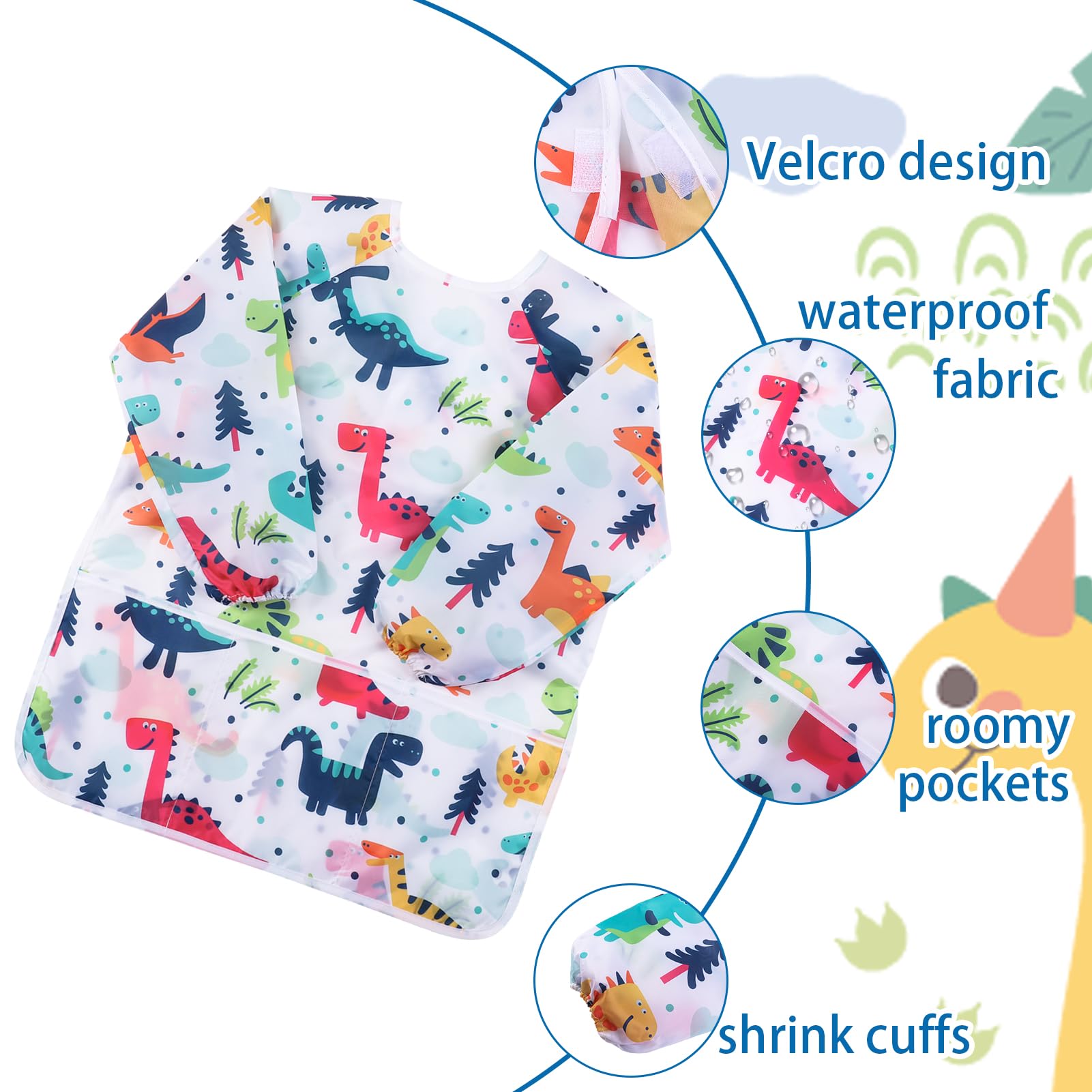saerryor 2PCS Kids Painting Apron Toddler Apron Art Smock for Kids Long-Sleeve Waterproof Painting Aprons - Image 3