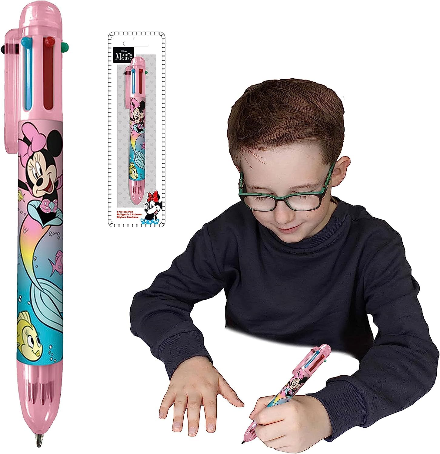 MINNIE MOUSE Retractable Ballpoint Pens 6-in-1 Multifunctional Ballpoint Pens Rainbow Mechanical Novelty Pencil Office School Students Children Disney Gift — image 1