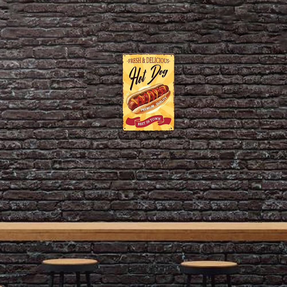 Targa In Metallo Per Ristorante – Cartello Decorativo Da Parete A Tema Hot Dog