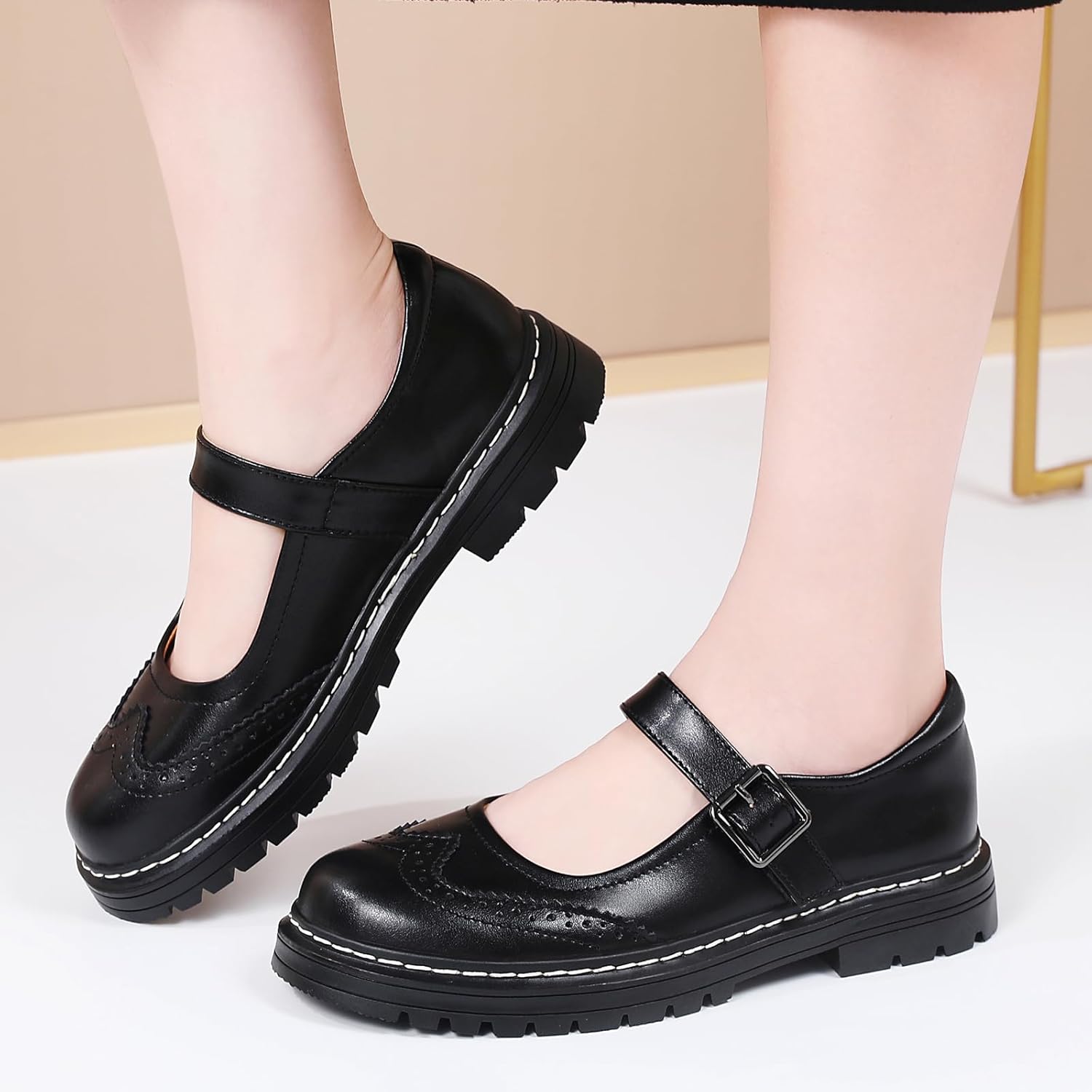 Mary Jane Shoes Women Platform Non-Slip Classics Round Toe Ankle Strap Comfort Casual Oxford Dress Work Mary Jane Flat Shoes - Image 7