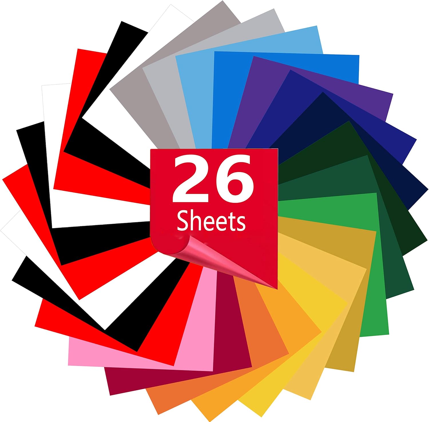 Heat Transfer Vinyl for T-Shirts 12in x10in 26 Sheets-Iron On Vinyl HTV Bundle