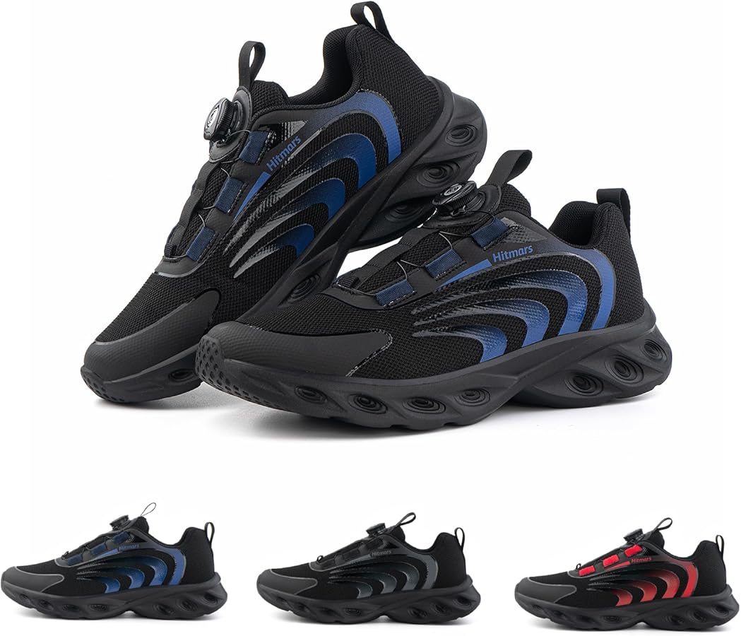 Hitmars Laufschuhe Herren - Leichte Sportschuhe Atmungsaktiv Schwarz Grau EU 42