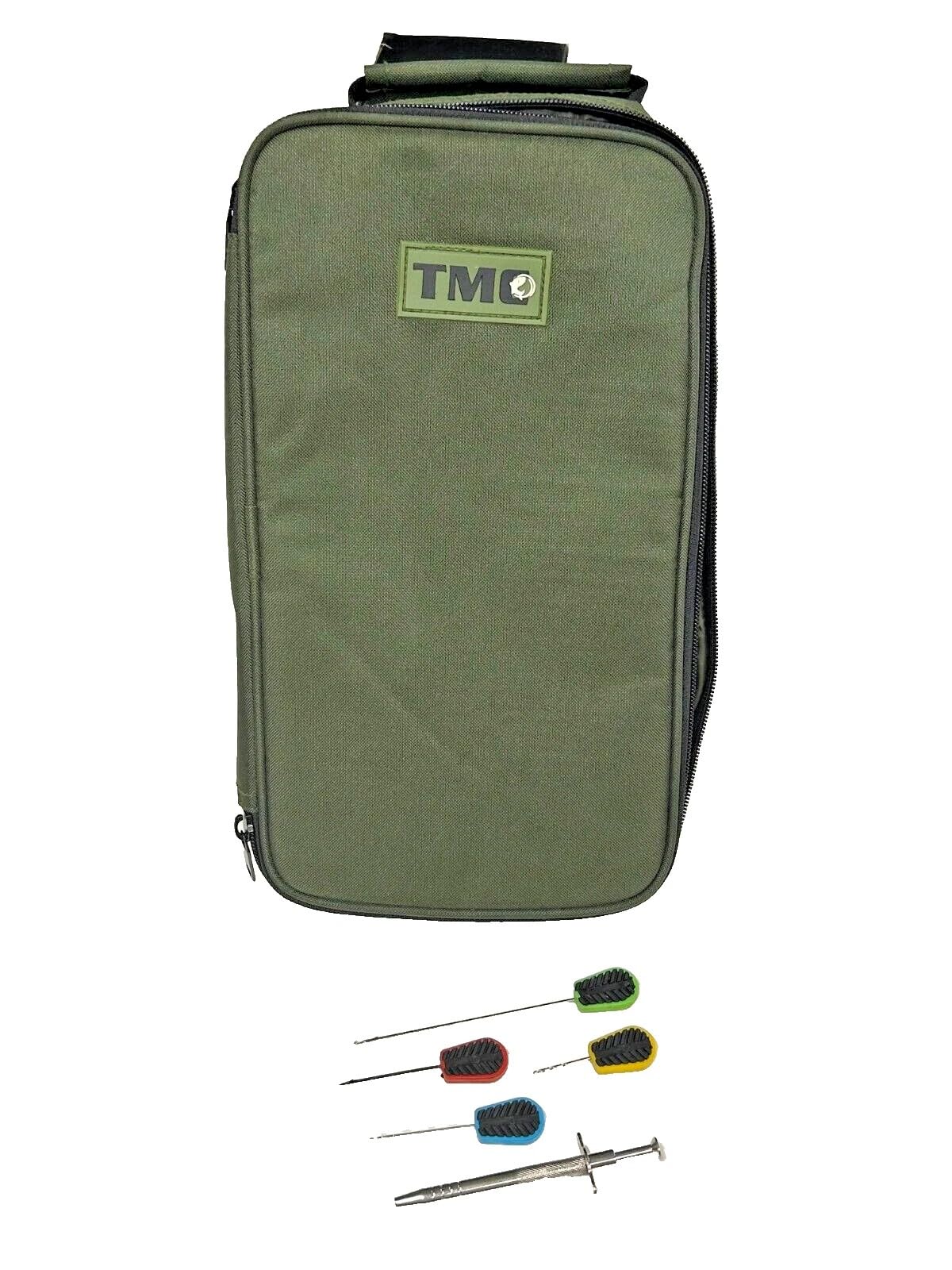 TMC Glug Bag with 6 pots, Set of 4 Baiting Tools & Free Boilie Gripper, Carp Fishing