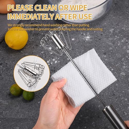 KSENDALO SUS304 Stainless Steel Whisk & Beater Set - Manual & Automatic Handheld Easy Semi-Auto Mixer for Cooking - 12 & 14inch Frother Spinner, Mixer & Stirrer for Eggs, Hand, and Milk