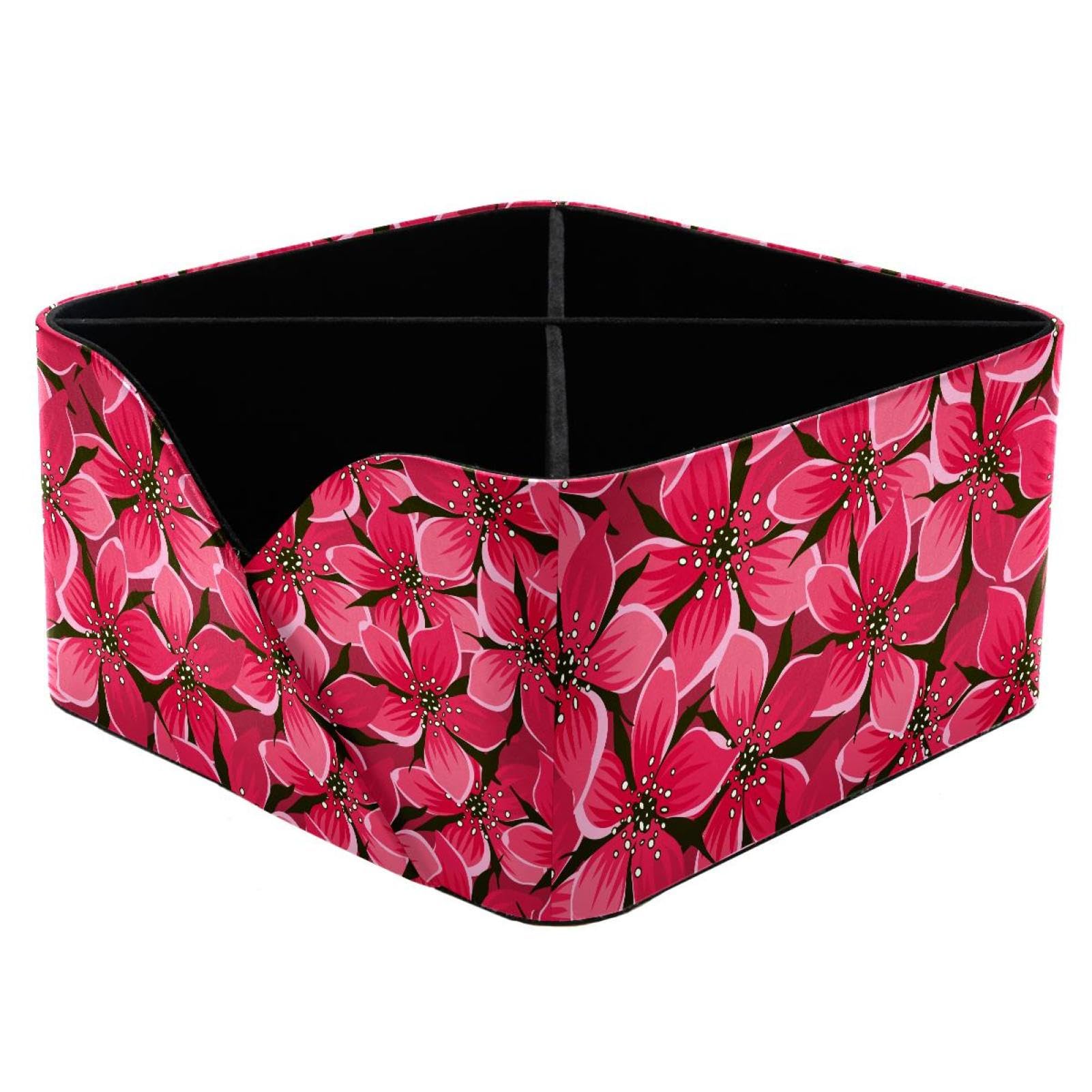 KengjuTesu Cherry Blossom Desktop Organizer Pen Holder, Rectangular Pencil Cup for Office, Study and Makeup Stations