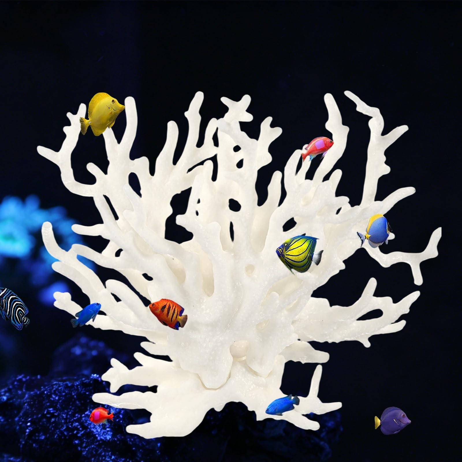 M METERXITY 1 Pack Fake Coral Fish Decorations for Tank, PVC Coral Decor, Artificial Fish Aquarium Decor [White, 5.91'' x 2.17'' x 4.72'',L x W x H]