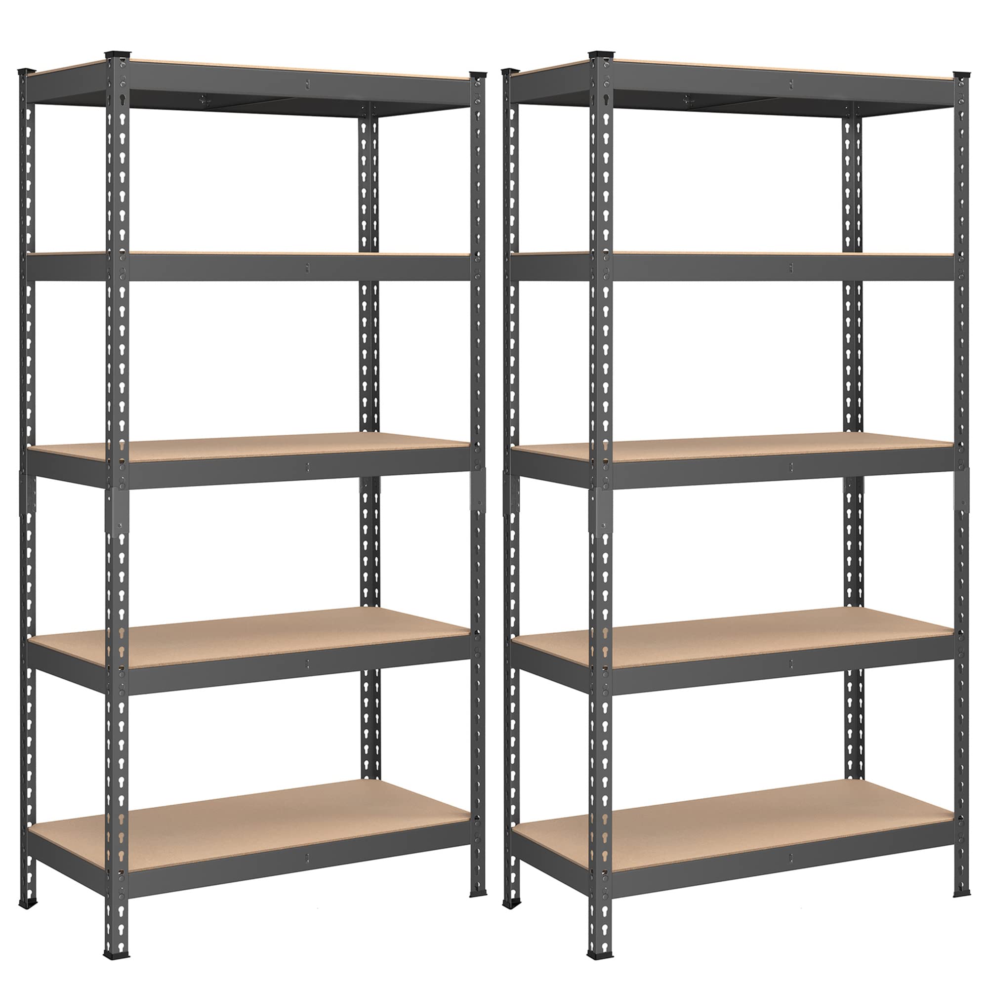 SONGMICS 5-Tier Storage Shelves, Load 2310 lb, Set of 2 Garage Storage, Boltless Assembly, Adjustable Shelving Unit, 17.7 x 35.4 x 70.9 Inches, for