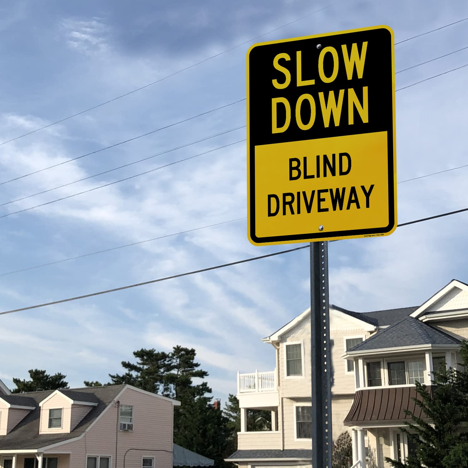 SmartSign "Slow Down - Blind Driveway" Sign | 18" x 24" Aluminum — Amazon image 3