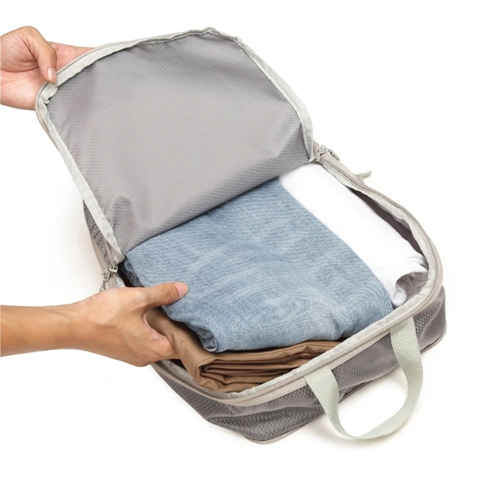Lot de 4 cubes d'emballage de compression pour valises extensibles légers (gris)