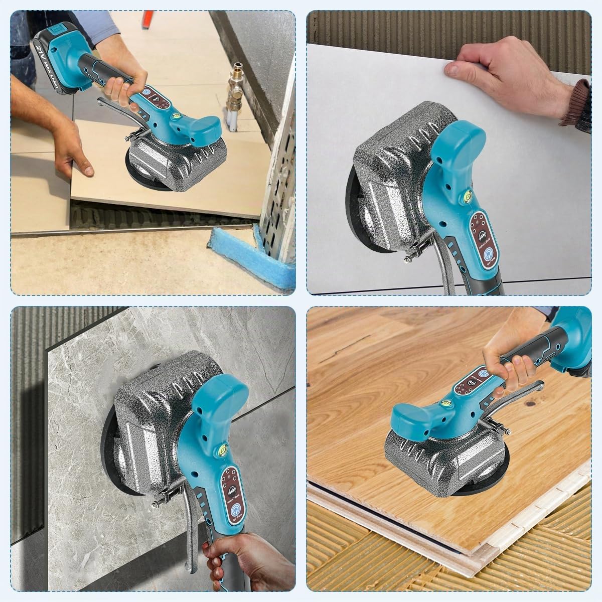 Macchina per la Posa di Piastrelle Ricaricabile, Vibratore per Piastrelle, Macchina Elettrica per Piastrelle Portata Massima 100kg, Livellatrice per Piastrelle, 21V, Macchina per Piastrellatura