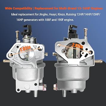 0J58620157 Carburetor Tune Up Kit Replacement for Generac GP5000 GP5500 GP6500 GP6500E GP7500E 389cc 8125W Replacement for Ruixing Huayi Jingke Kinzo 13HP 14HP 15HP 16HP 188F 190F Generator