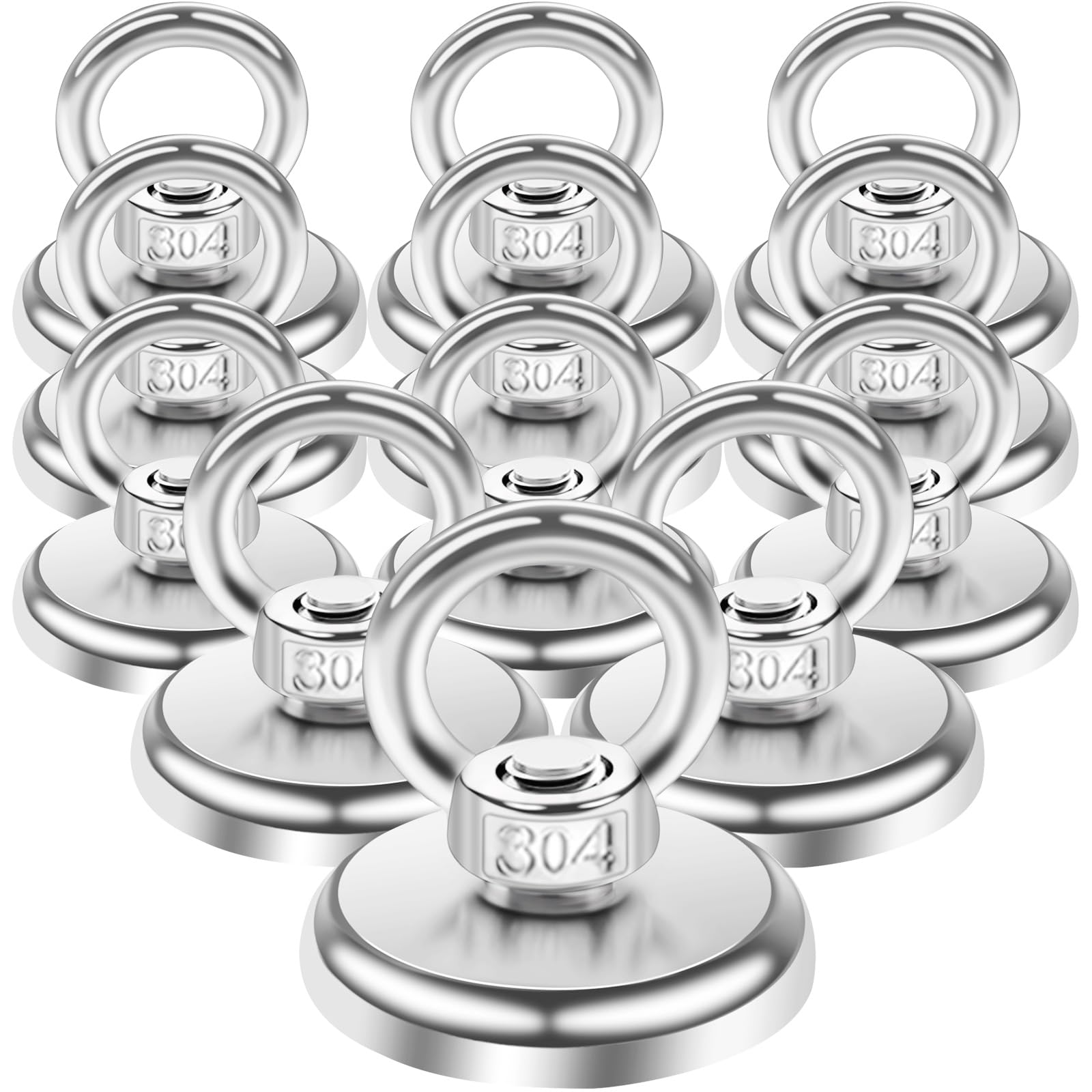 MIN CI Magneti forti da 36 mm, 12 ganci magnetici extra forti 55 kg (121 lb), forza adesiva al neodimio, magnete per pesca magnetica con occhiello, gancio magnetico, forte magnete per campeggio