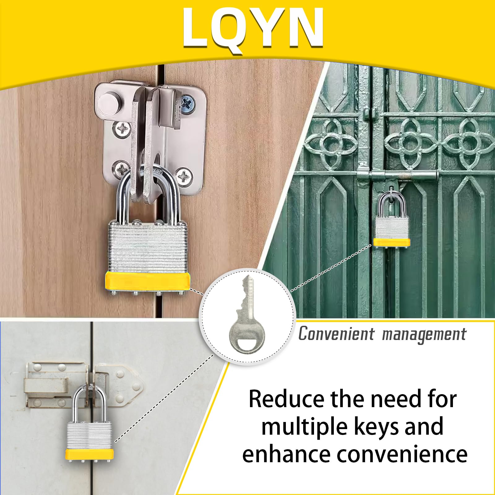 LQYN Lot De 12 Cadenas Laminés 40 Mm à Clés Identiques - Anse En Acier Trempé - Idéal Casier Gym, Valise, Boîte à Outils - 24 Clés Fournies