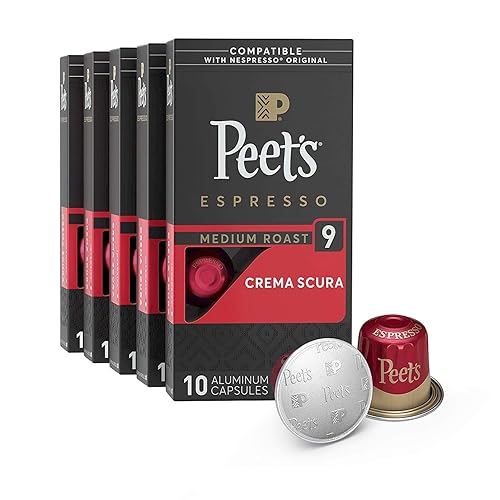 Peet's Coffee Espresso 50 cápsulas o 100 cápsulas de aluminio compatibles con Nespresso ORIGINAL LINE Brewers, una sola porción oscura (todos los