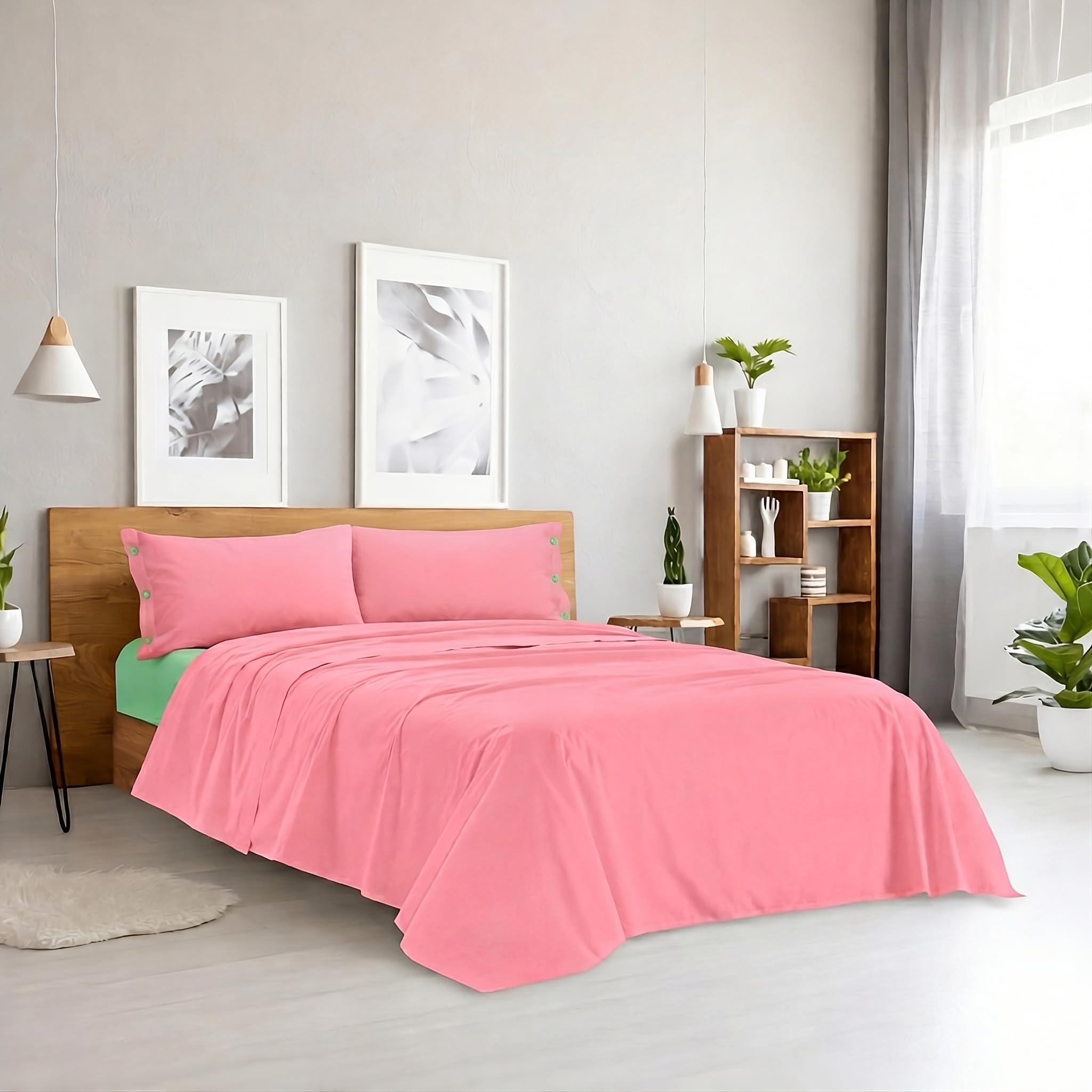Parure de lit double coton Ruggeri Good Vibes rose vert housse de couette adulte
