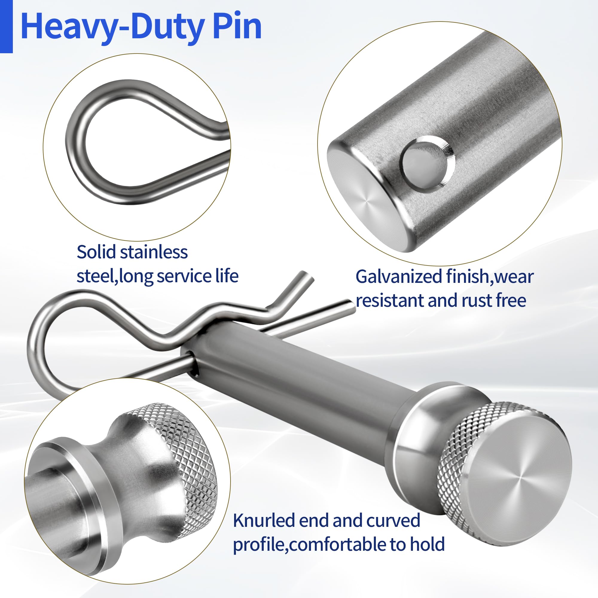Anhängerkupplungsstifte mit Clips, 5/8 Zoll, Edelstahl, 1,6 cm Anhängerkupplungsstift, passend für 5,1 cm oder 6,3 cm Anhängerkupplungsempfänger, Anhängerkupplungszubehör, 1 Packung Stift