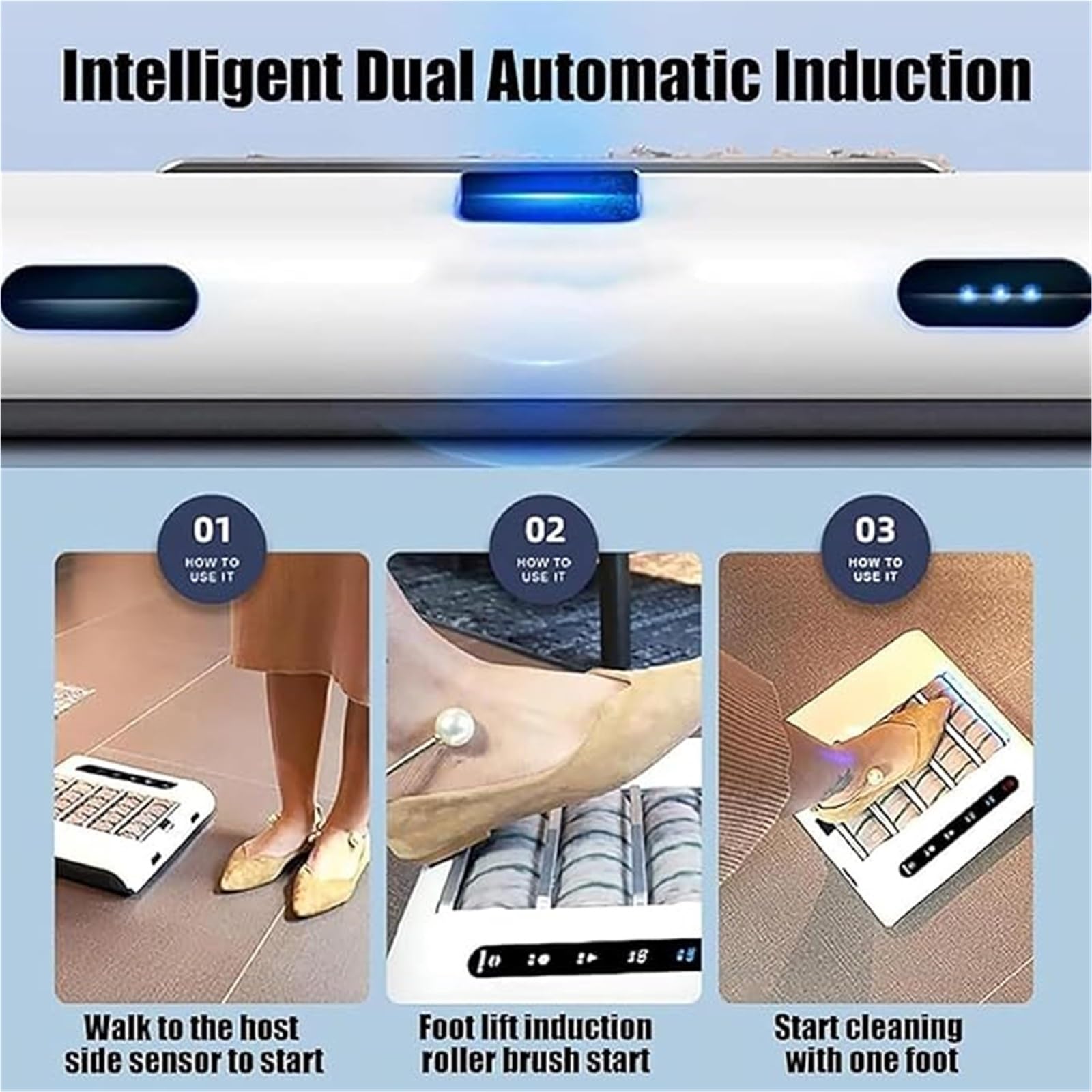 Pulidora eléctrica de zapatos de inducción, máquina automática de limpieza de suelas, succión de 1000 Pa, 260 RPM, sin agua para el hogar, oficina y uso comercial