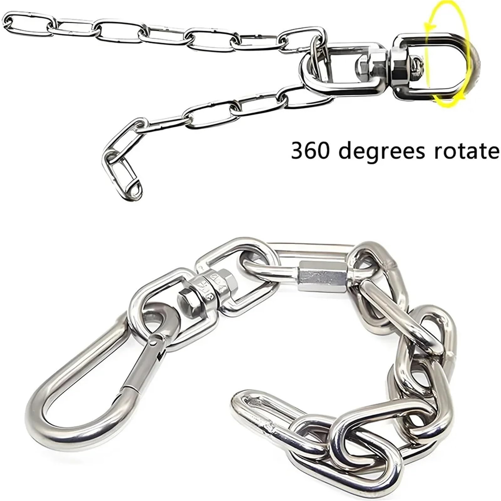 SITBXO Giratorio de Doble Extremo 10 Piezas M4 M5 M6 M8 M10 De Acero Inoxidable Doble Extremo Giratorio con Gancho Ojo, Grillete Anillo, Mosquetón(M12)