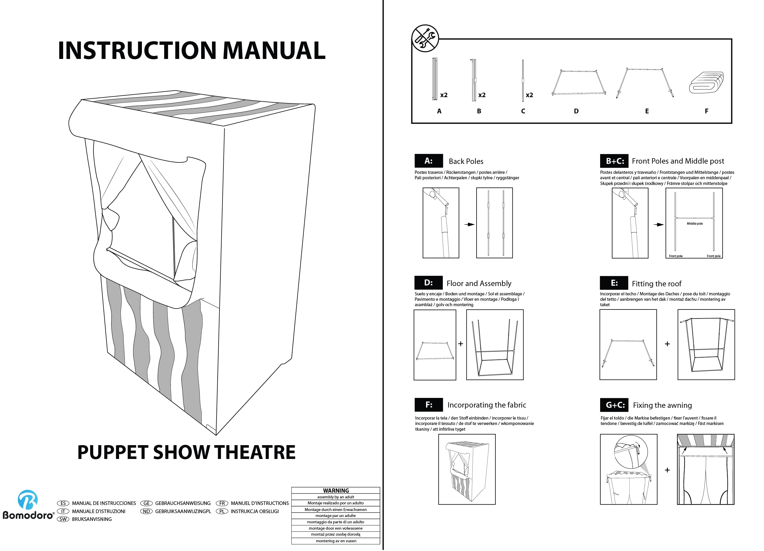 Teatro dei burattini per Bambini 120x70x50 cm Rosso Convertibile in Negozio