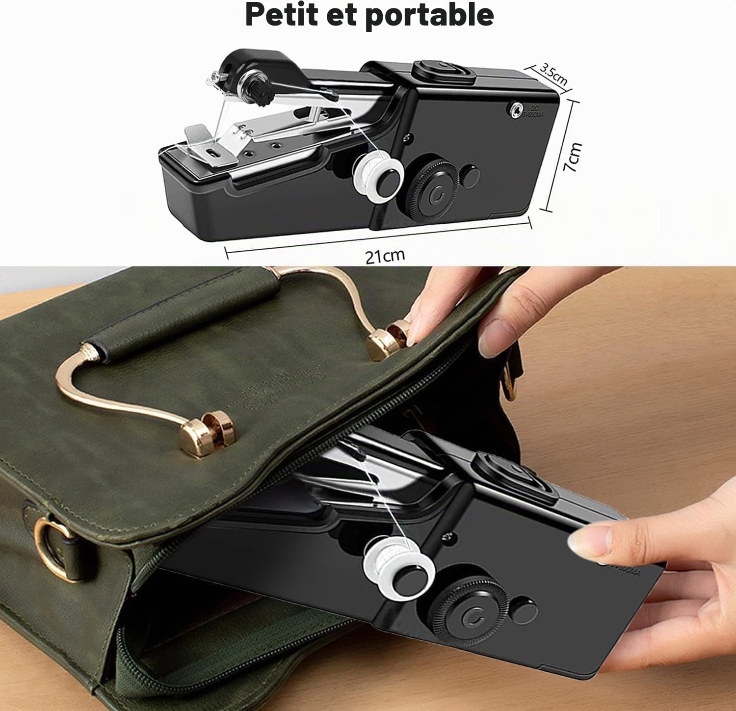 Machine a Coudre Couture, Sicomne Machine à Coudre Portative Enfant Debutant Mini Machine a Coudre Manuelle Portable Électrique Machine a Coudre a Main pour Vêtements Tissus Voyage à Domicile Noir