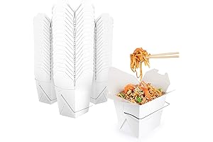 White Chinese Take Out Box 8 Ounce, Takeout Food Containers with Handle,...