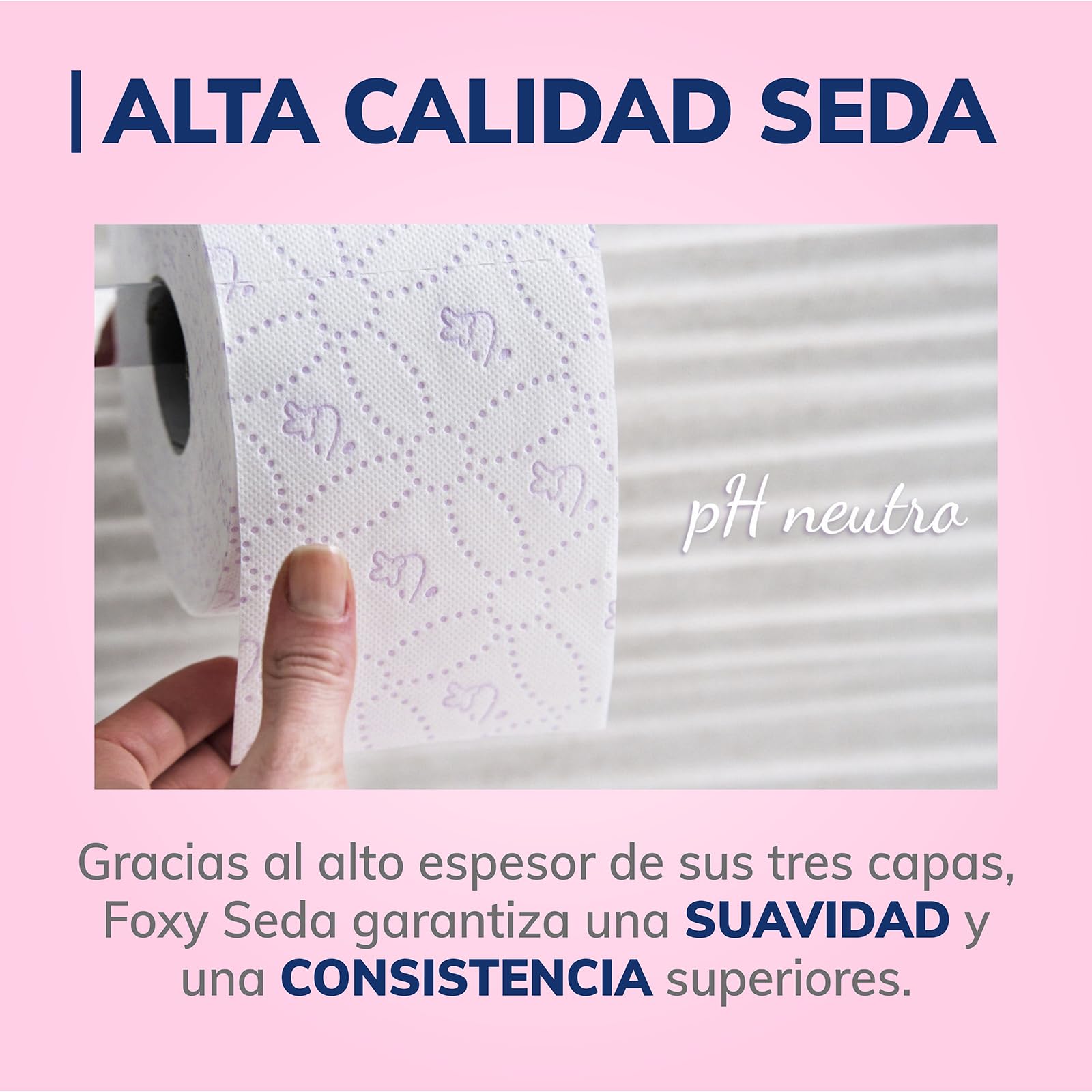 Foxy Seda | Papel higiénico 30 rollos | 173 servicios por cada rollo | Neutro para la piel | Certificación FSC | 100% Energía eléctrica renovable | Paquete reciclable producido con plástico reciclado