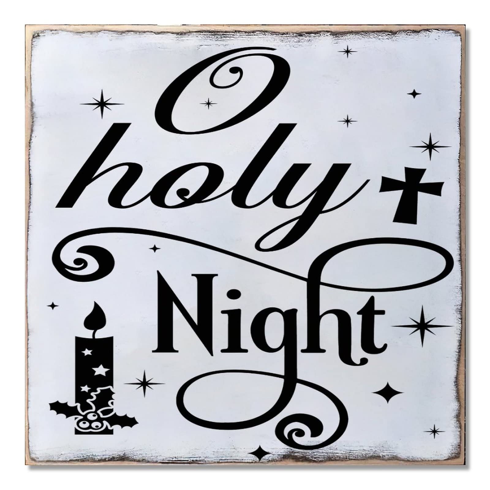 Décoration en bois de porte Noël O Holy Night intérieur extérieur