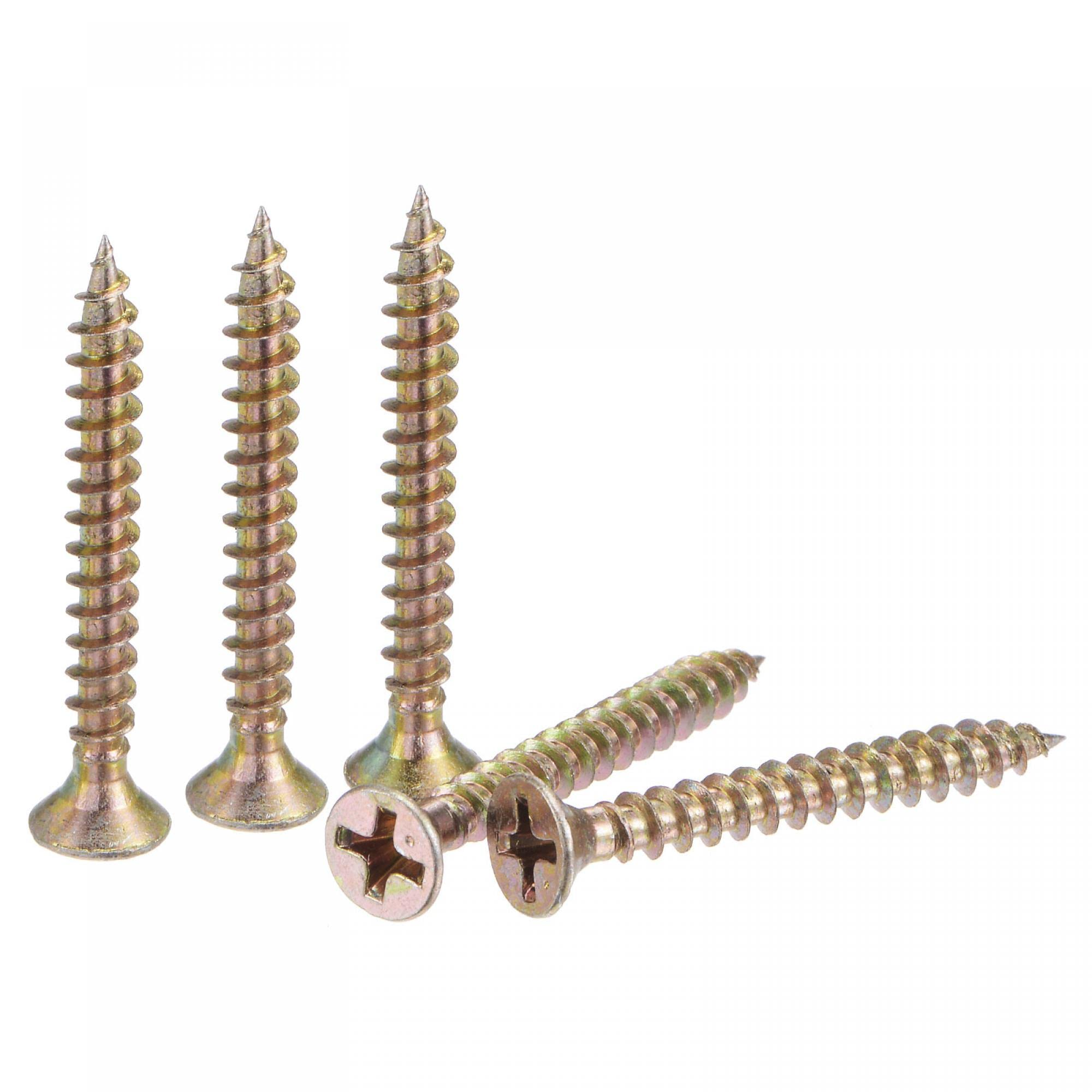 uxcell M4 x 35mm Wood Screws Phillips Flat Head Carbon Steel Color Zinc Plated Self Tapping Screws 100pcs