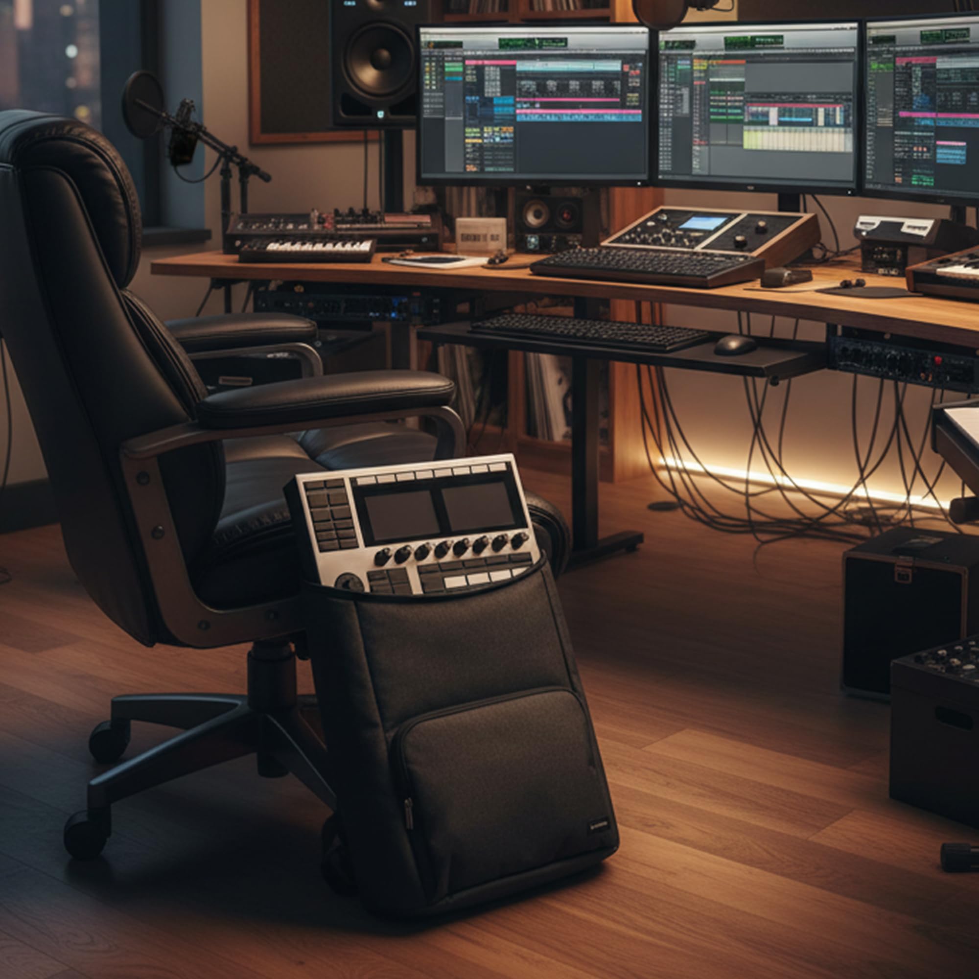 Musiin Zaino per postazione di lavoro audio compatibile con NI Maschine, Ableton Push 3, AKAI MPC One+, Line 6 Helix Stadiu, Elektron Tonverk, Launch Control XL MK3 Protezione per custodia