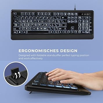 KOPJIPPOM Large Print Wired Backlit Keyboard