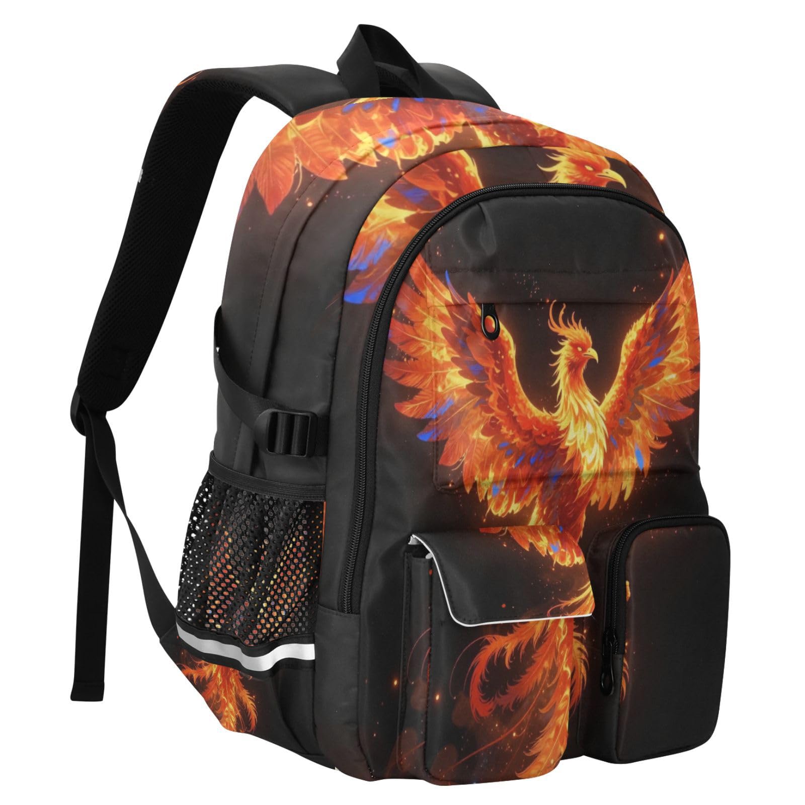 Grande zaino da viaggio Fire Flame Phoenix Bird Work Bookbag 44,5 cm