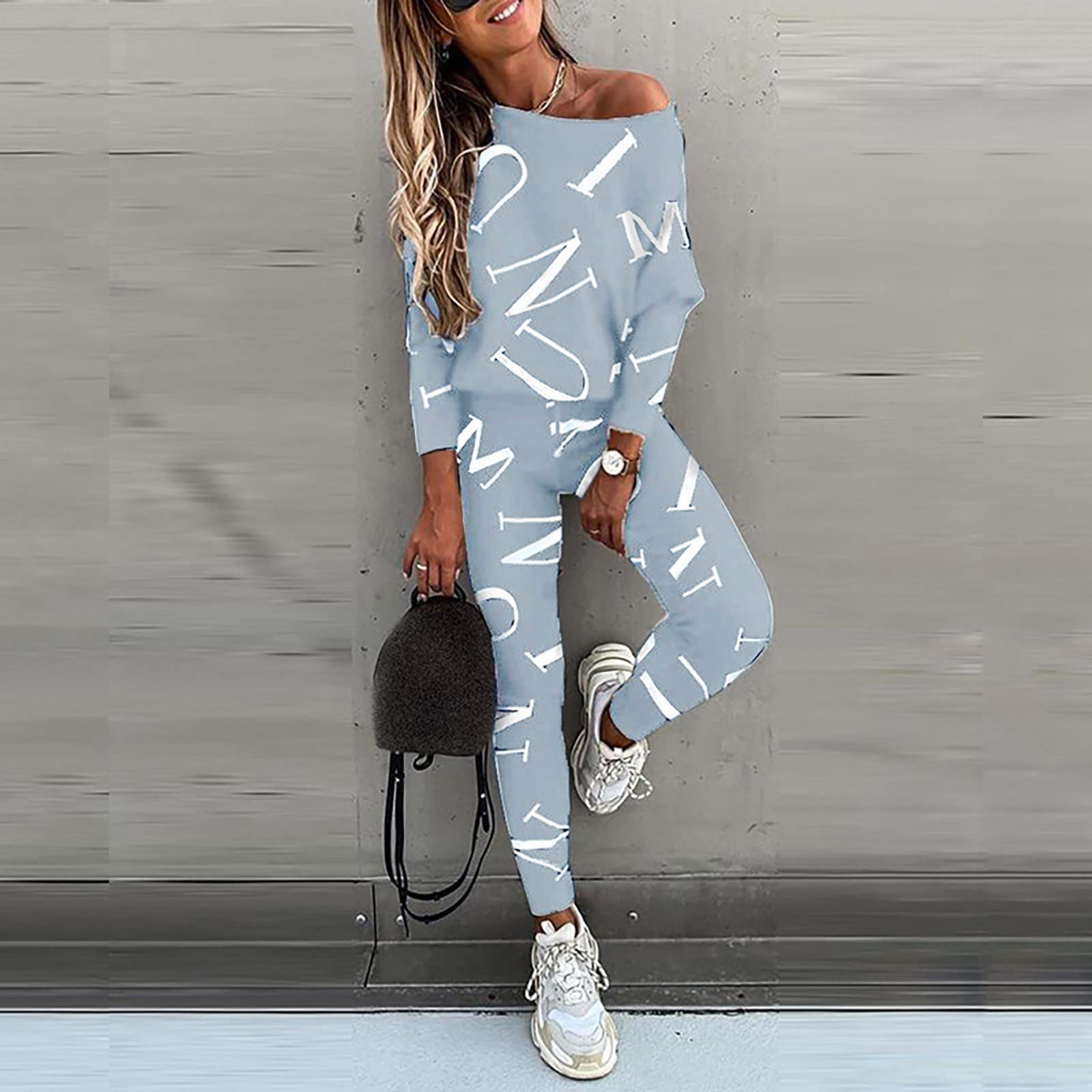 Tuta da donna a maniche lunghe da 2 pezzi, S-2XL, tuta da jogging oversize