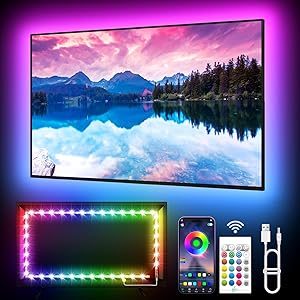 KANTUTOE TV LED Lights, 3m LED Lights for 32-45 Inch TVs, RGB TV Backlight with Remote, Colour Changing Music Sync Bluetoo…