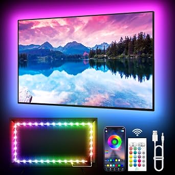 KANTUTOE TV LED Lights, 3m LED Lights for 32-45 Inch TVs, RGB TV Backlight with Remote, Colour Changing Music Sync Bluetooth APP Control Strip Lights USB Powered for Bedroom Gaming Room Decor [Energy Class F]