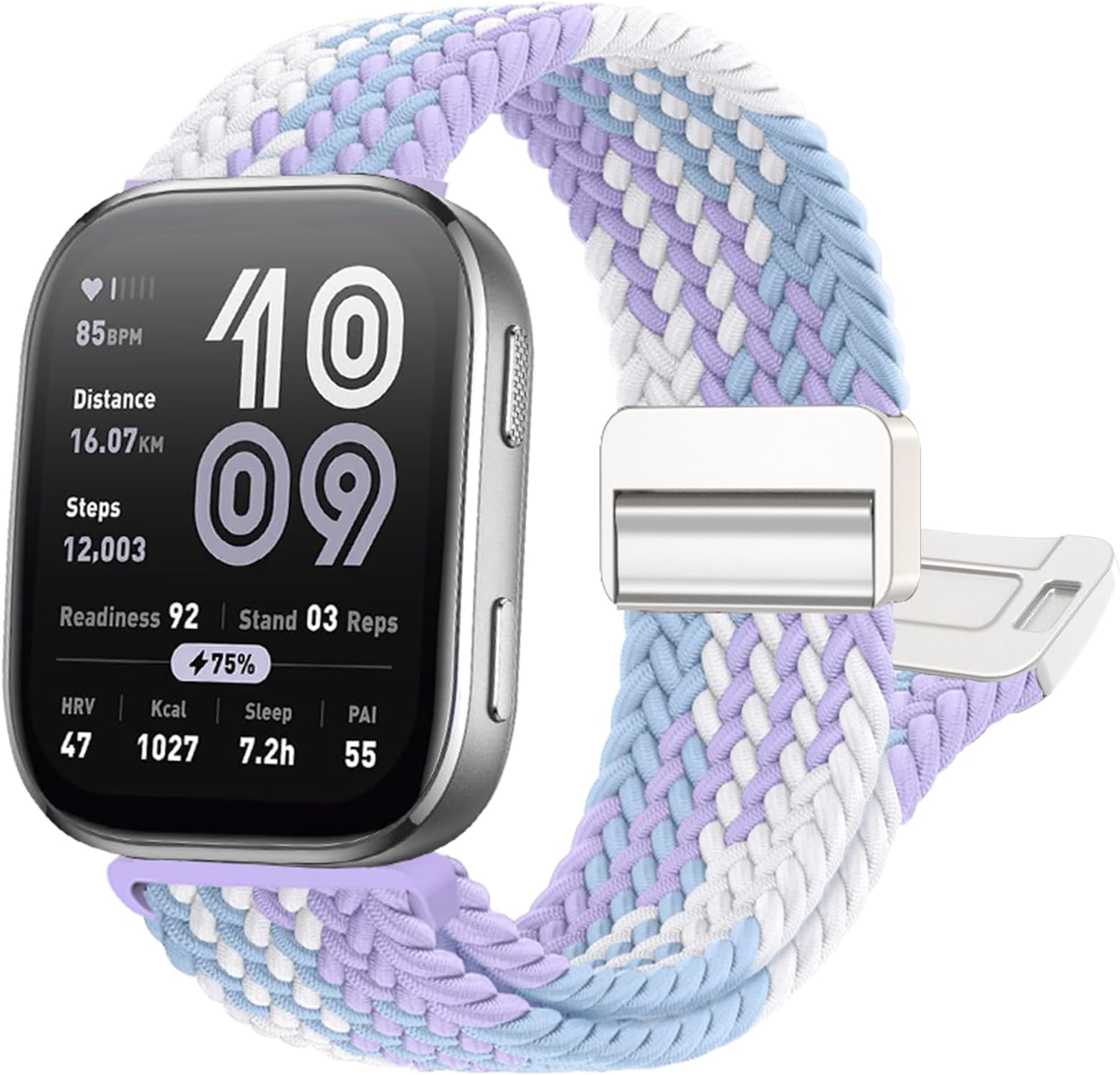 Braided-Band Compatible with Amazfit-Bip 6/5,22mm Upgrade Magnetic Band for Amazfit Active Max Helio GTR 4/3 Pro/3/2e/2/GTR 47mm Stratos 3/2/2s Pace Men Women Breathable Stretchy