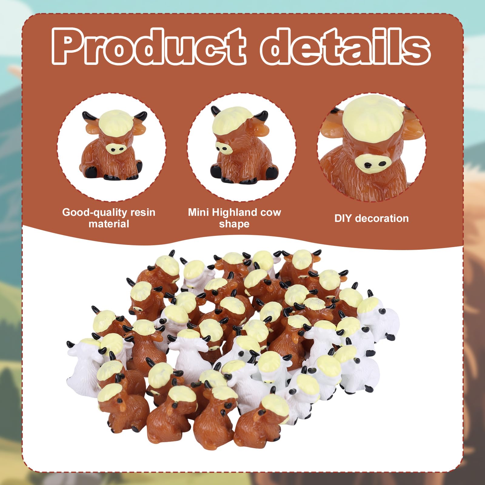 50pcs Mini Highland Cow Figurines - Image 4